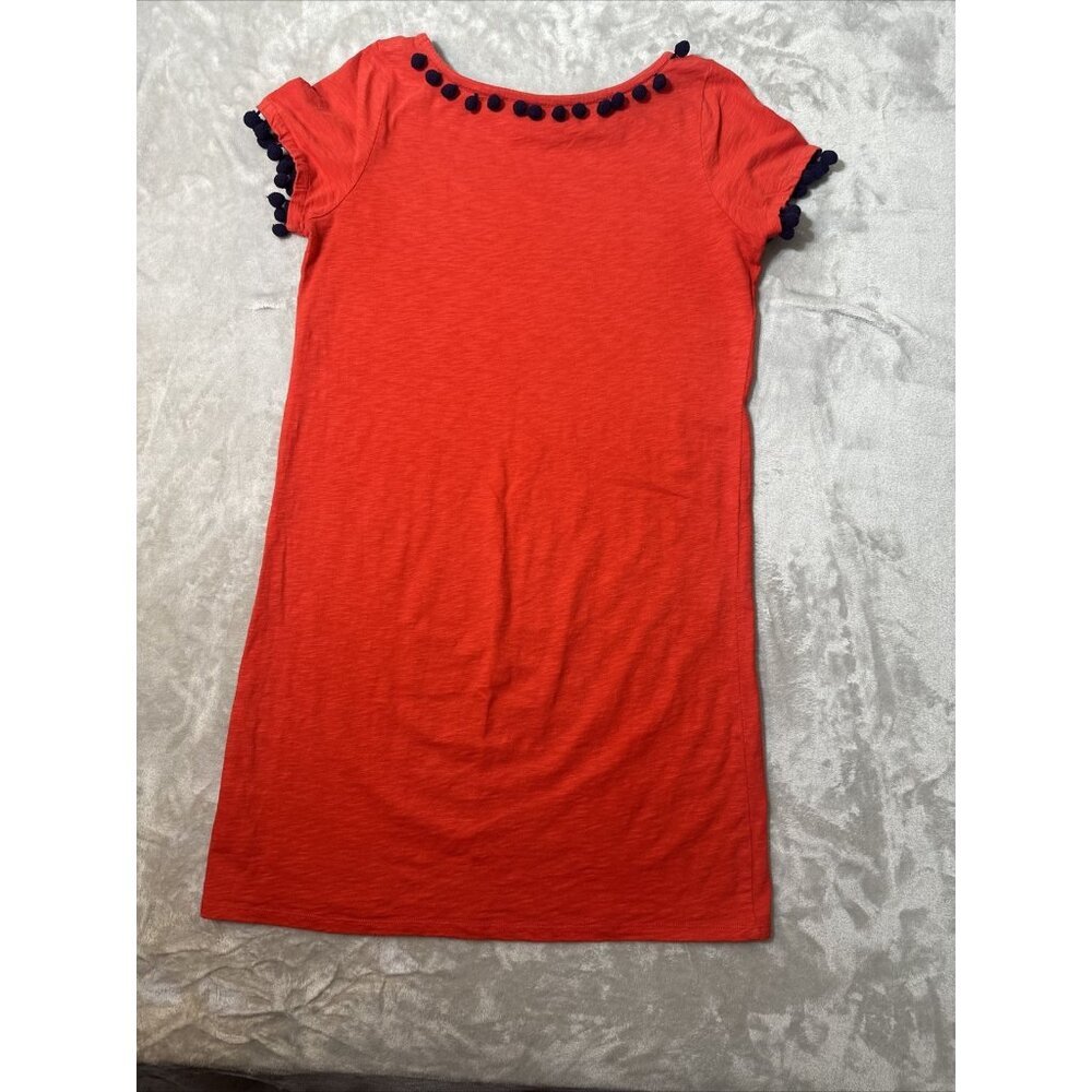 Women’s Boden T-shirt Dress Red Orange Pom-Pom Size 8 - Picture 11 of 13